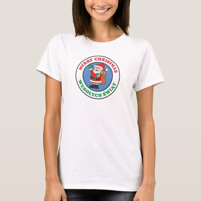 Wesolych Swiat Polish Christmas Santa T-Shirt (Framsida)