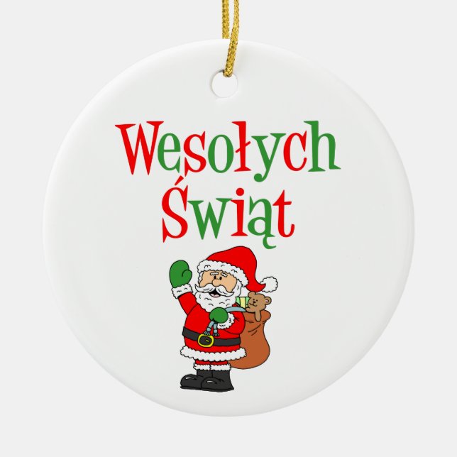 Wesolych Swiat polsk julkeramisk prydnadsföremål Julgransprydnad Keramik (Framsidan)
