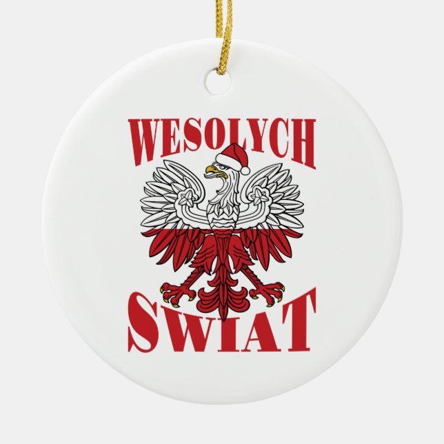 Wesolych Swiat Polska jultomten Hat Julgransprydnad Keramik (Framsidan)