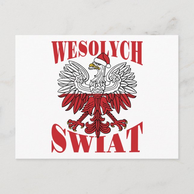 Wesolych Swiat Polska jultomten Hat Vykort (Framsida)