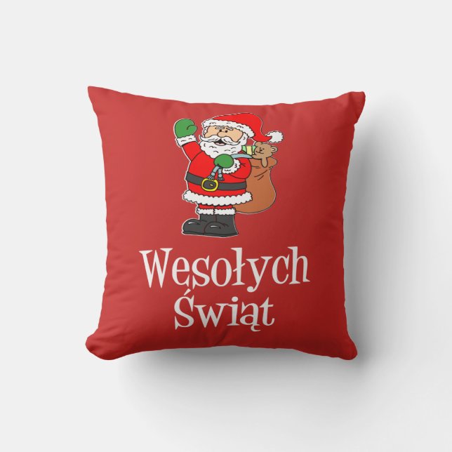 Wesolych Swiat Polska jultomten Kudde (Framsida)