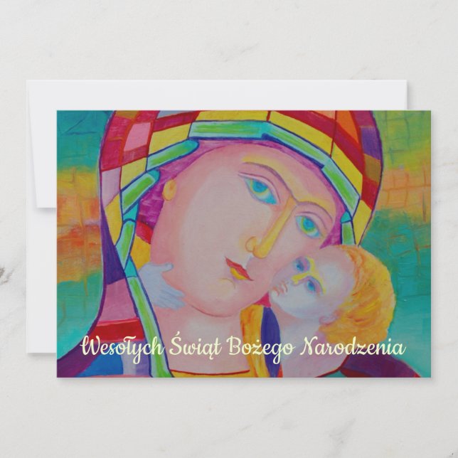 Wesołych świąt Religiösa julkort på polska Meddelande (Framsida)