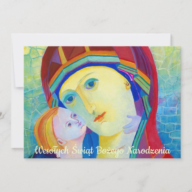 Wesołych świąt Religiösa julkort på polska Meddelande (Framsida)