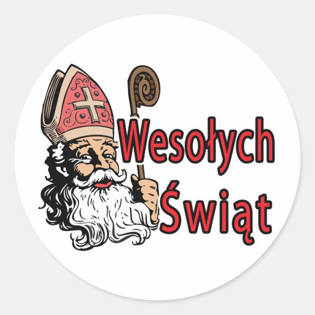 Wesolych Swiat St. Nicholas Runt Klistermärke (Framsida)