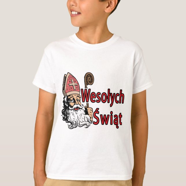 Wesolych Swiat St. Nicholas T Shirt (Framsida)