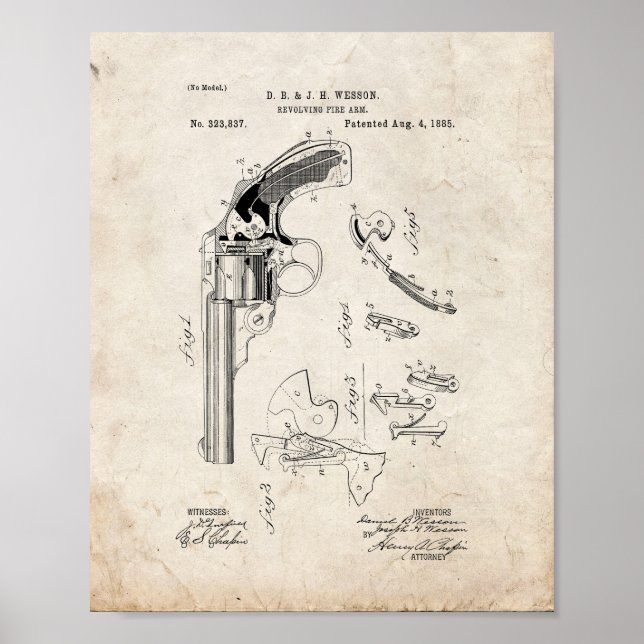 Wesson Revolving Fire Arm Patent - gammalt utseend Poster (Framsidan)