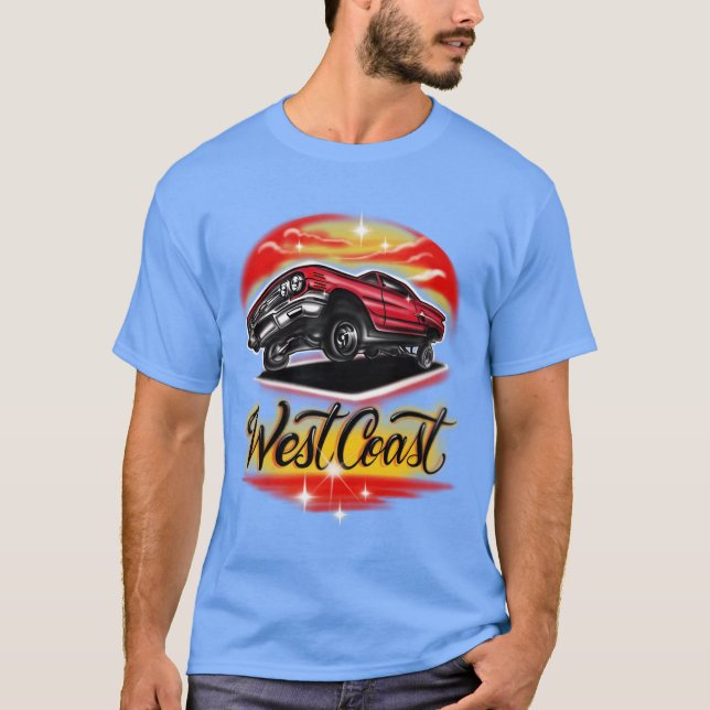West Coast red car low life funny funny retro T Shirt (Framsida)