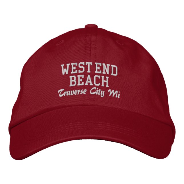 West End Beach Traverse City MI Basebollmössa Broderad Keps (Framsida)