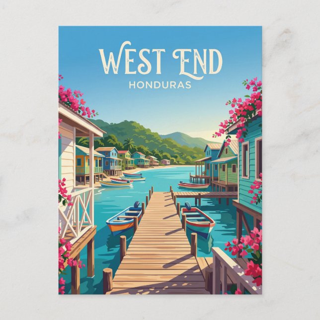 West End Village Honduras översätts till: West End Vykort (Framsida)