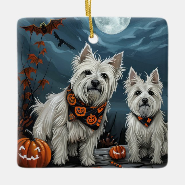 West Highland Halloween Kuslig Julgransprydnad Keramik (Framsida)