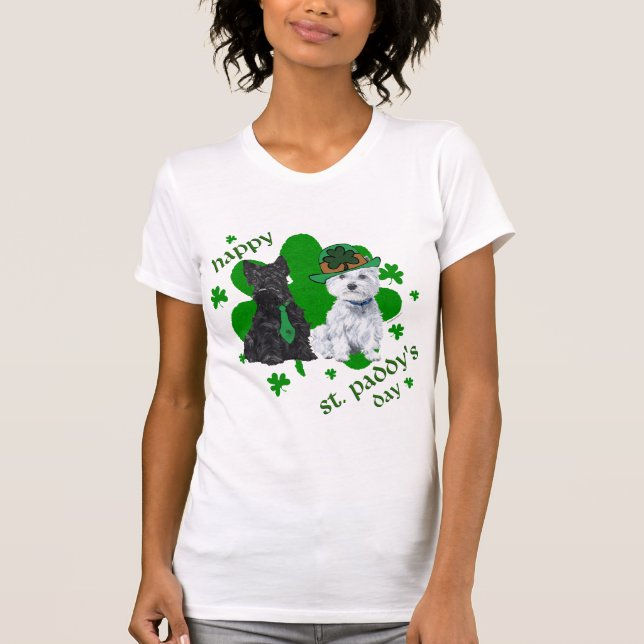 West Highland och Scottish Terrier St Patricks Day Tröja (Framsida)