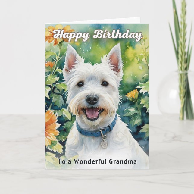 West Highland Terrier Akvarell Mormor Födelsedag Kort (Framsida)