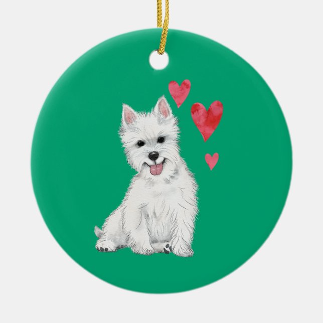 West Highland Terrier Anpassningsbar Westie Julgransprydnad Keramik (Framsidan)