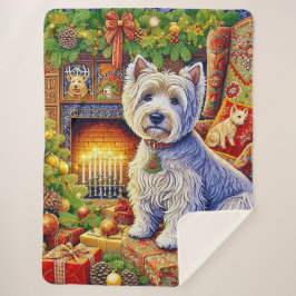 West Highland Terrier Holiday  Sherpa Blanket