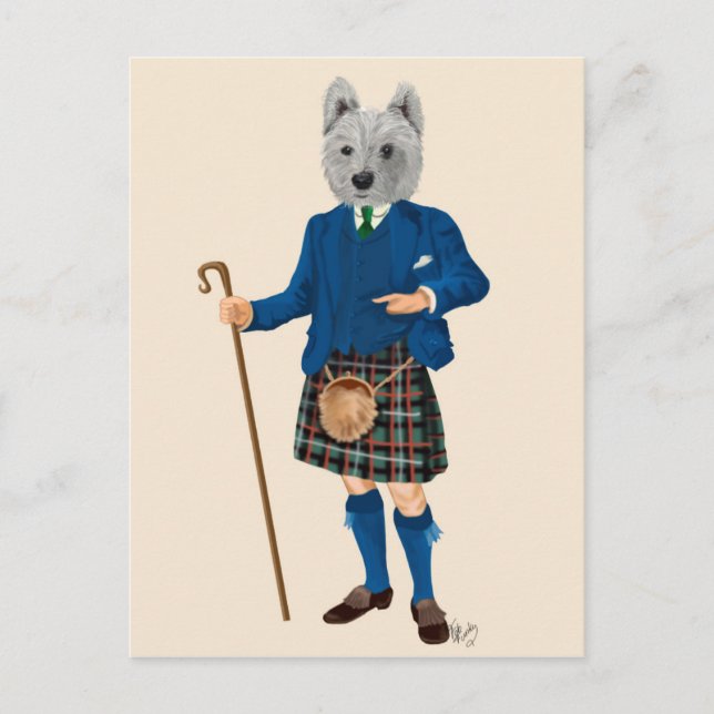 West Highland Terrier i kilt Vykort (Framsida)