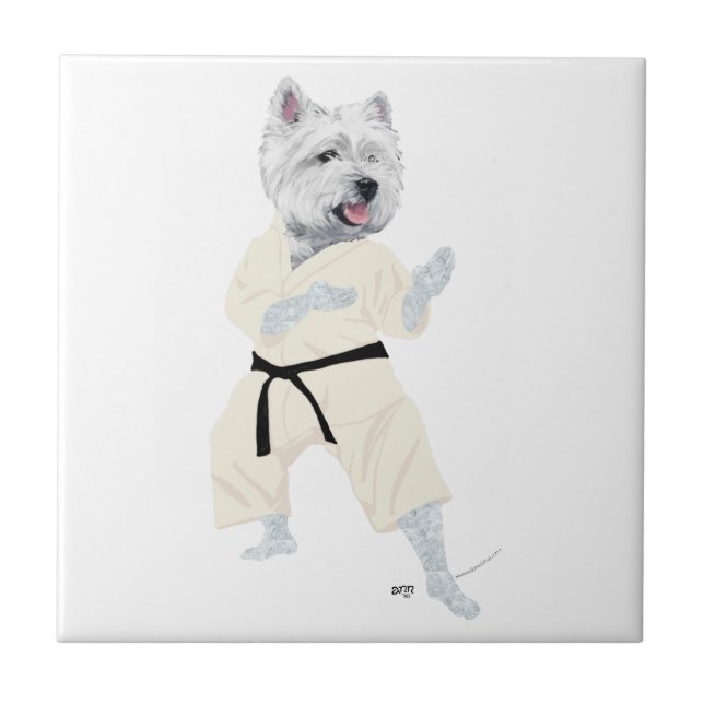 West Highland Terrier KARATE ! Kakelplatta (Framsidan)