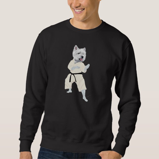West Highland Terrier KARATE ! Lång Ärmad Tröja (Framsida)
