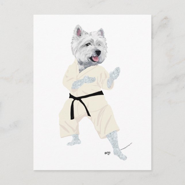 West Highland Terrier KARATE ! Vykort (Framsida)