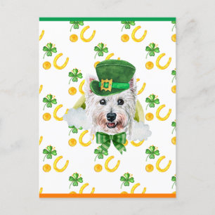 West Highland Terrier Shamrock St. Patricks Day Helg Vykort