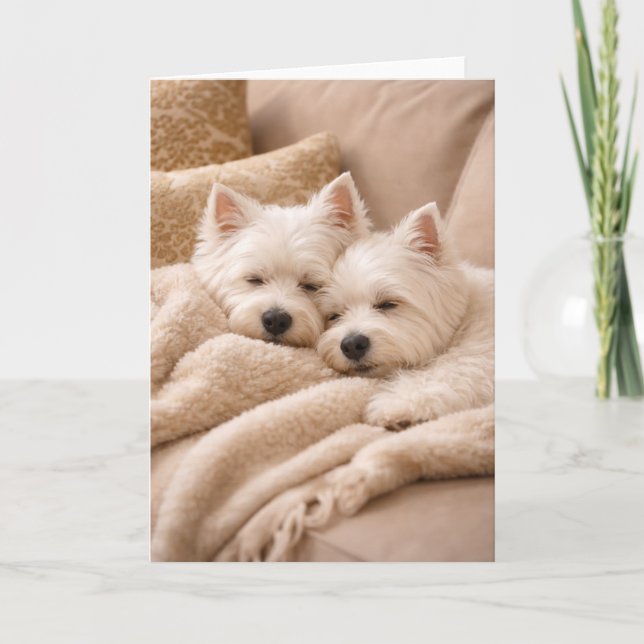 West Highland Terrier Valentine Card – Cozy Westie Kort (Framsida)