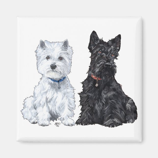 West Highland White & Scottish Terrier Magnet (Framsidan)