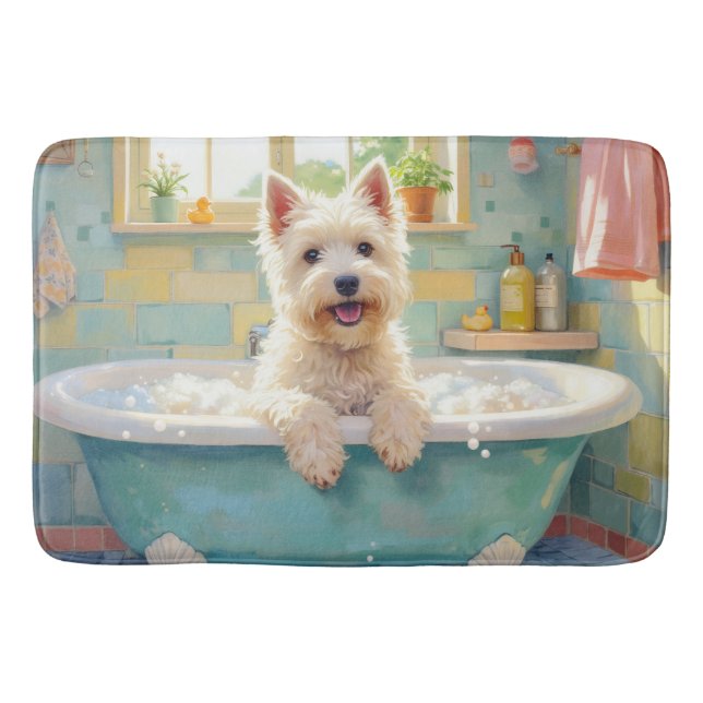 West Highland White Terrier badtid Söt  Badrumsmatta (Framsidan)