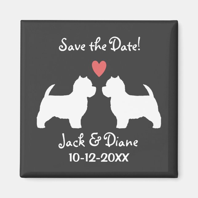 West Highland White Terrier Bröllop Save the Date Magnet (Framsidan)