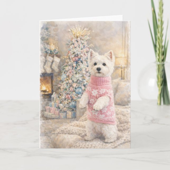 West Highland White Terrier Christmas Card Helgkort (Framsida)