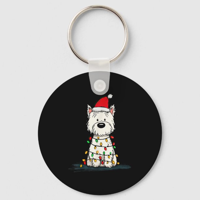 West Highland White Terrier Christmas Graphics Dog Nyckelring (Framsida)