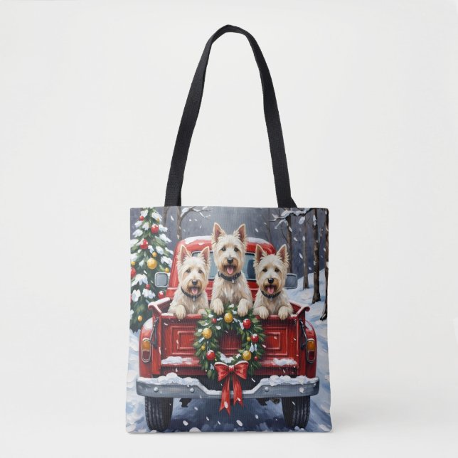 West Highland White Terrier Christmas Red Truck Tygkasse (Framsida)