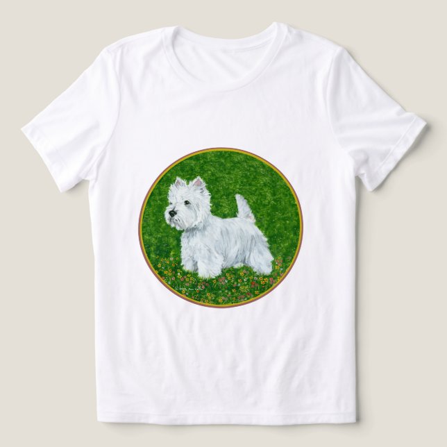 West Highland White Terrier Greengrass T Shirt (Design Framsida)
