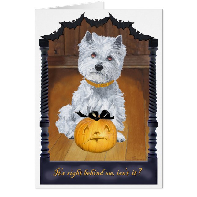 West Highland White Terrier HALLOWEEN Hälsningskort (Framsidan)