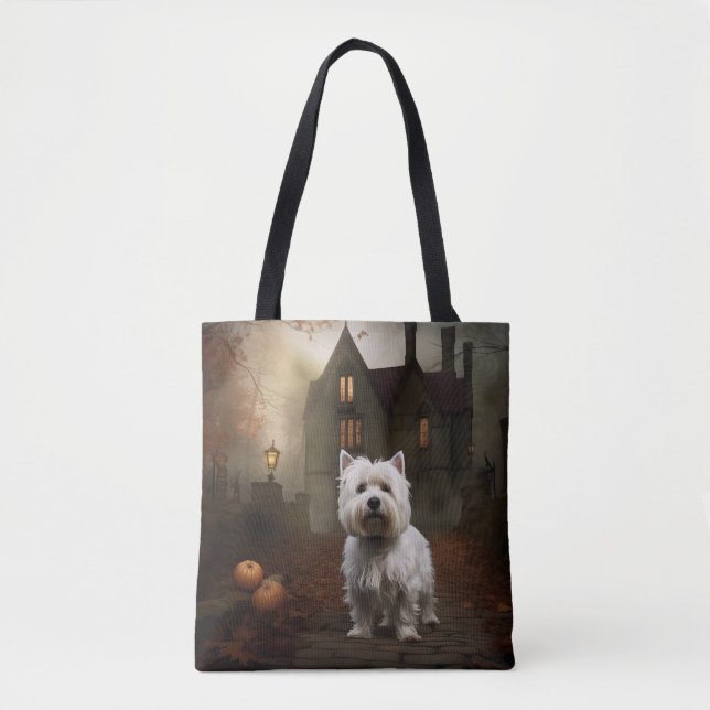 West Highland White Terrier Halloween Skräckinjaga Tygkasse (Framsida)