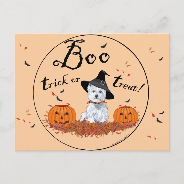 West Highland White Terrier Halloween Vykort (Framsida)