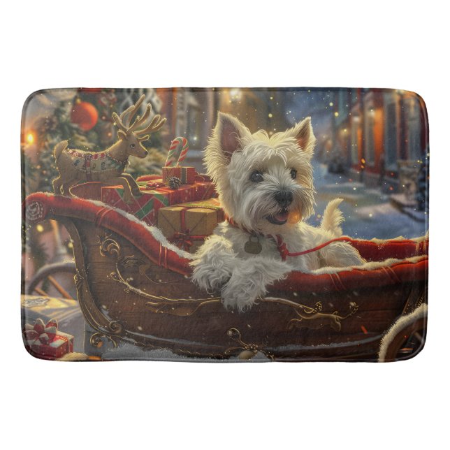 West Highland White Terrier Hund Jul Festiv Badrumsmatta (Framsidan)