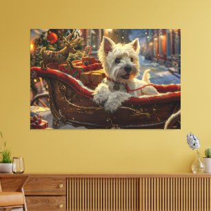 West Highland White Terrier Hund Jul Festiv Canvastryck