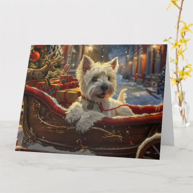 West Highland White Terrier Hund Jul Festlig Kort (Gul blomma)