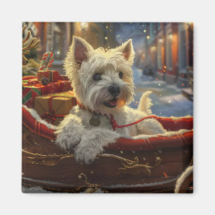 West Highland White Terrier Hund Jul Festlig Magnet