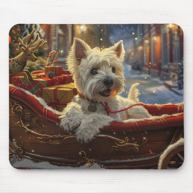 West Highland White Terrier Hund Jul Festlig Musmatta (Framsidan)