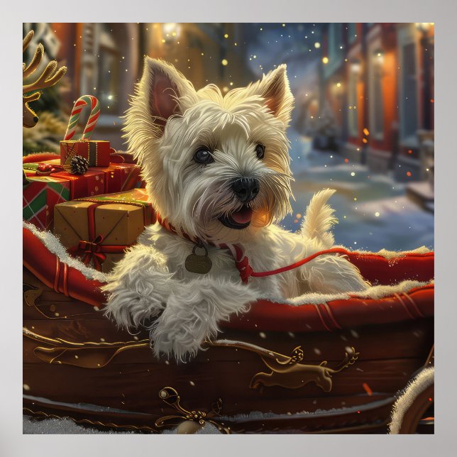 West Highland White Terrier Hund Jul Festlig Poster (Framsidan)