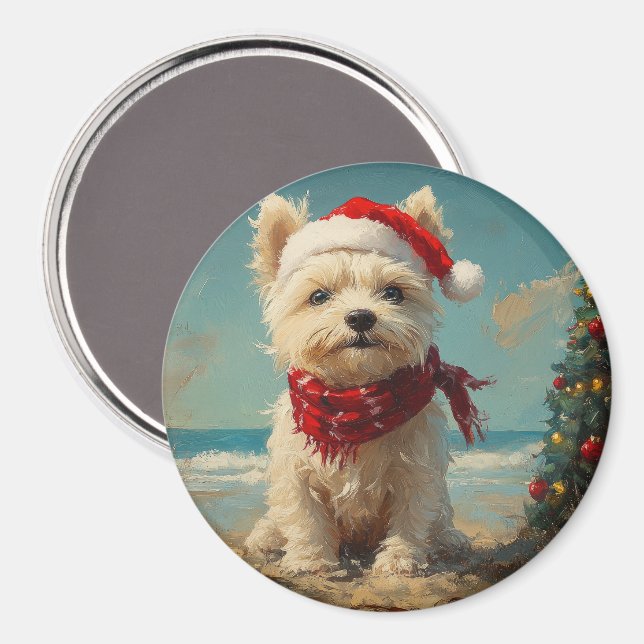 West Highland White Terrier Hund Jul Strand Magnet (Front/Back)