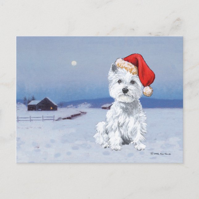 West Highland White Terrier jul Helg Vykort (Framsida)