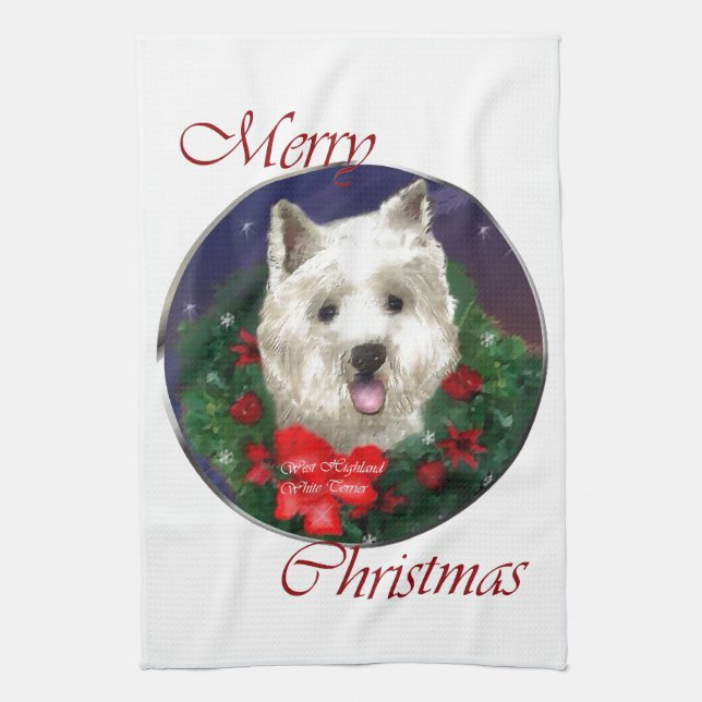 West Highland White Terrier jul Kökshandduk (Vertikal)