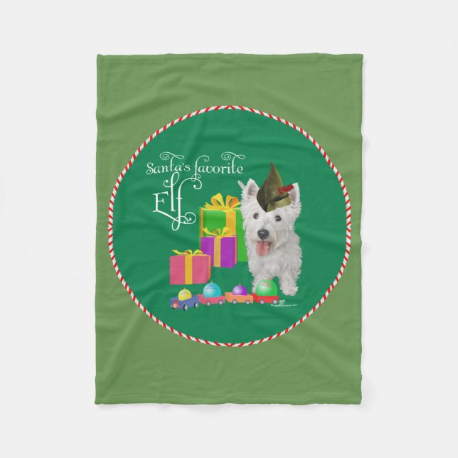 West Highland White Terrier Jul Tomte Fleecefilt (Framsidan)