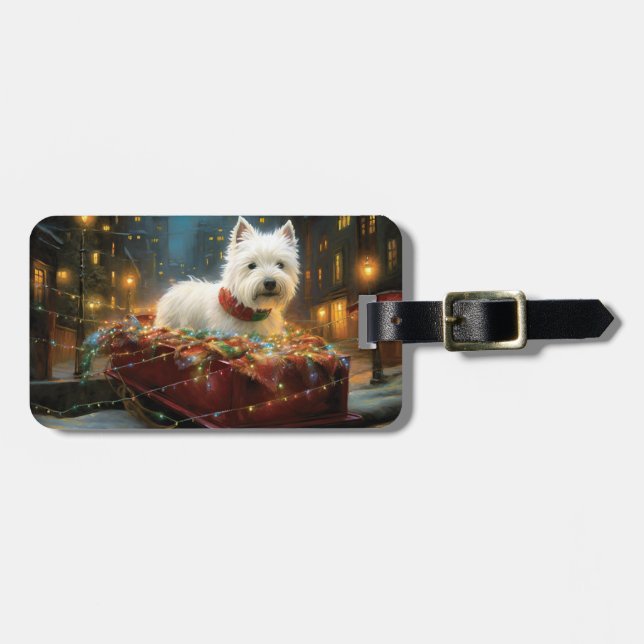 West Highland White Terrier Julhögtid Bagagebricka (Horisontell Framsida)
