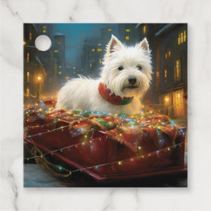 West Highland White Terrier Julhögtid Gåvor Etiketter