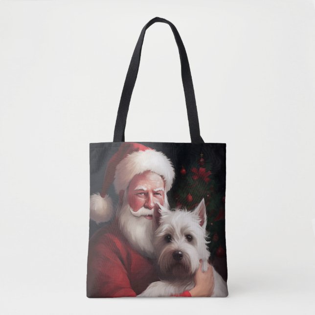 West Highland White Terrier Jultomten jul Tygkasse (Framsida)