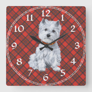 West Highland White Terrier-klocka Fyrkantig Klocka