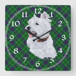 West Highland White Terrier-klocka Fyrkantig Klocka