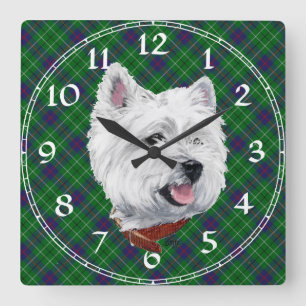 West Highland White Terrier-klocka Fyrkantig Klocka